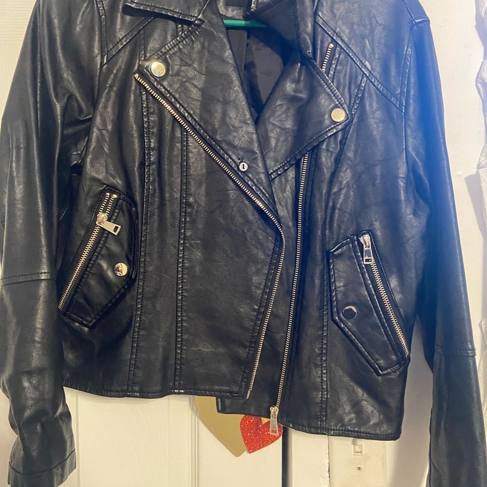 River Island Black Leather Biker Jacket